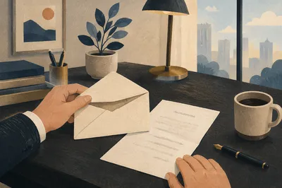 Professional Letter and Envelope on Executive Desk