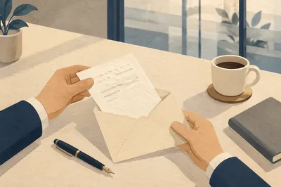 Professional Letter and Envelope Desk Scene