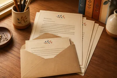Professional Letters and Envelope on Wooden Desk