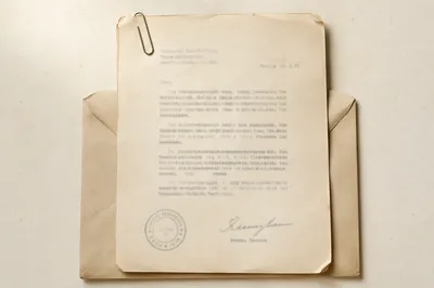 Vintage Professional Letter and Envelope Flat Lay