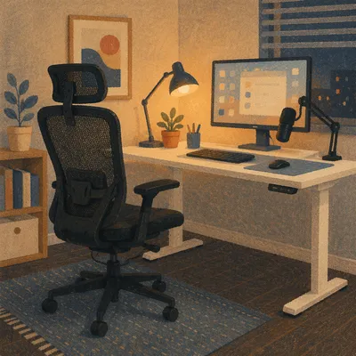Ergonomic Chair Beside Modern Standing Desk