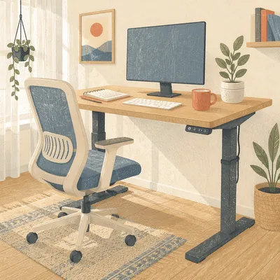 Ergonomic Chair and Standing Desk Workspace