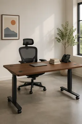 Minimal Standing Desk With Ergonomic Chair