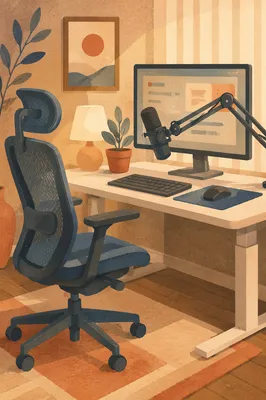 Warm Ergonomic Chair Standing Desk Workspace