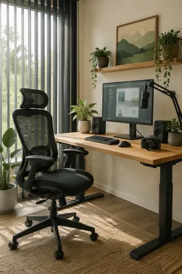 Ergonomic Chair Beside Modern Standing Desk