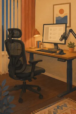 Ergonomic Chair and Standing Desk Workspace
