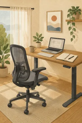 Ergonomic Chair Beside Modern Standing Desk