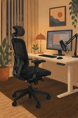 Ergonomic Chair Beside Modern Standing Desk