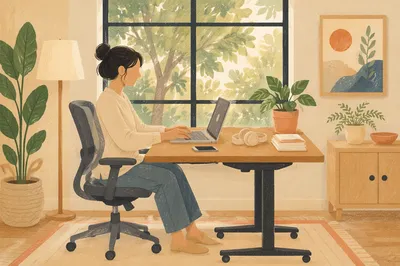 Ergonomic Chair and Standing Desk Workspace