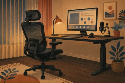 Ergonomic Chair and Standing Desk Workspace