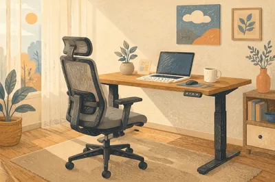 Ergonomic Chair and Standing Desk Workspace
