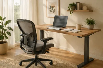 Ergonomic Chair Beside Modern Standing Desk