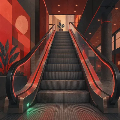 Modern Escalator Rising Toward Business Progress