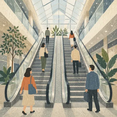 Upward Escalators in Modern Atrium