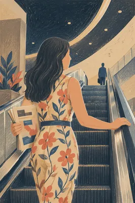 Business Escalator Ascent in Modern Building