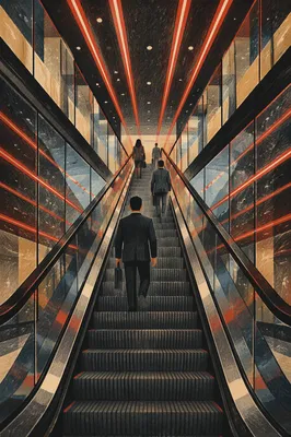 Modern Escalator Rising Toward Business Success