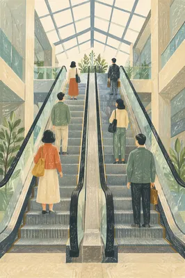 Upward Escalators in Modern Atrium