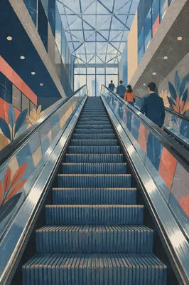 Upward Escalator in Modern Business Atrium