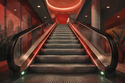 Modern Escalator Rising Toward Business Progress