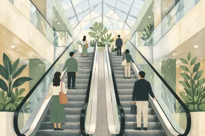Upward Escalators in Modern Atrium