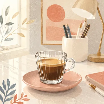 Elegant Espresso Cup on Refined Work Desk