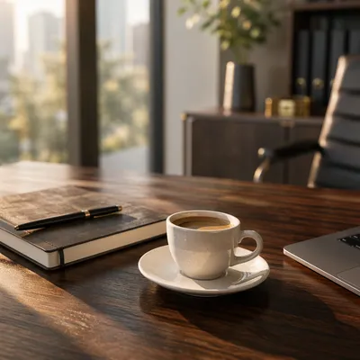Elegant Espresso Cup on Executive Desk