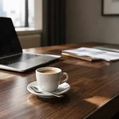 Elegant Espresso Cup on Executive Desk