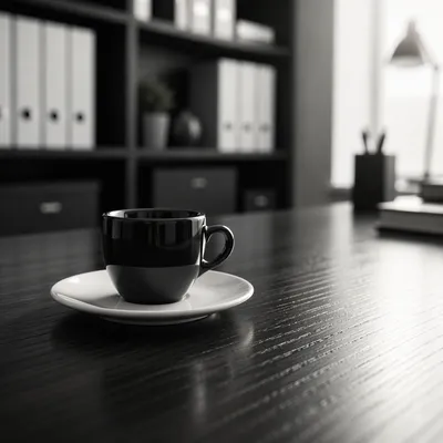 Elegant Espresso Cup on Office Desk