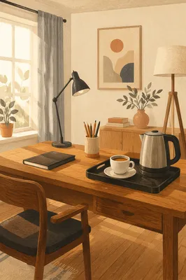 Elegant Espresso Desk in Morning Light