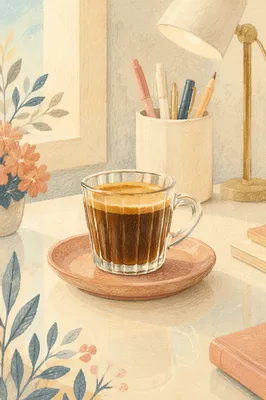 Elegant Espresso Cup on Refined Work Desk