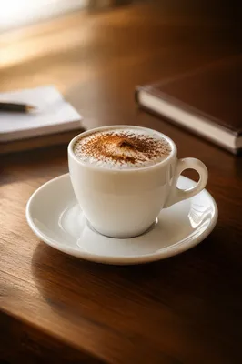 Elegant Espresso Cup on Executive Walnut Desk
