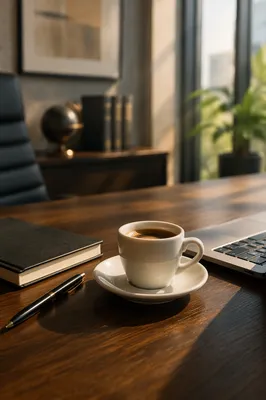 Elegant Espresso Cup on Executive Desk
