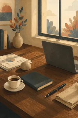Elegant Espresso Cup on Executive Desk