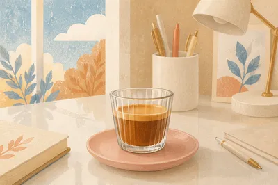 Elegant Espresso Cup on Modern Work Desk