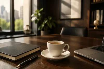 Elegant Espresso Cup on Executive Desk