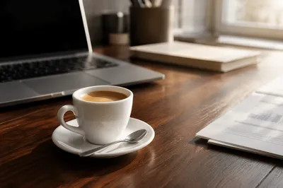 Elegant Espresso Cup on Executive Desk