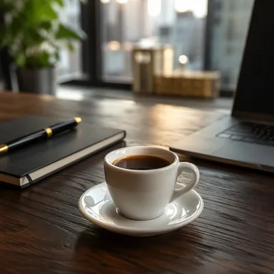 Elegant Espresso Cup on Executive Desk