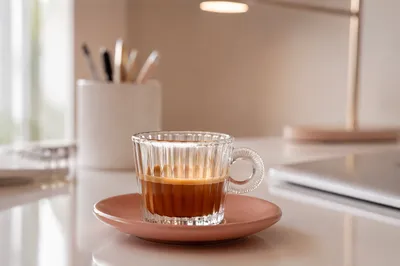 Elegant Espresso on Modern Work Desk