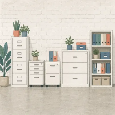 Organized White Office File Cabinet Display