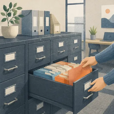 Organized File Cabinets in Modern Office