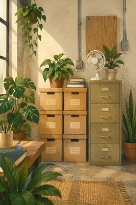 Organized Office File Cabinet Storage Corner