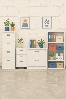 Organized Office File Cabinets and Shelving