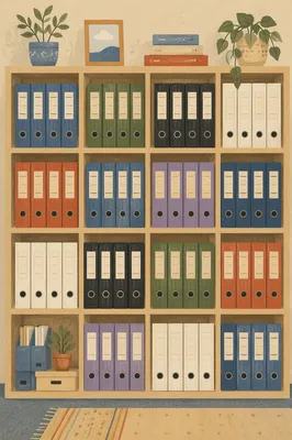 Organized Office Binder Storage Wall