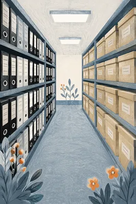 Organized Office Archive Storage Aisle