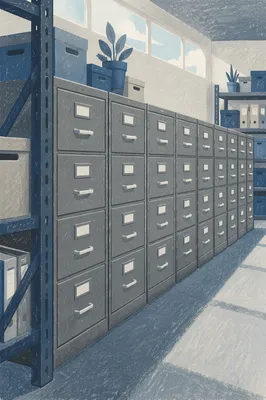 Organized Gray File Cabinets in Office Storage