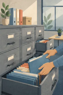 Organized File Cabinets in Modern Office