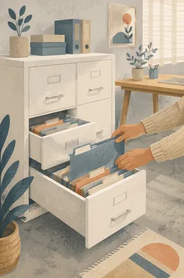 Organized File Cabinets in Modern Office