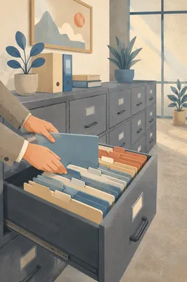 Organized File Cabinets in Modern Office