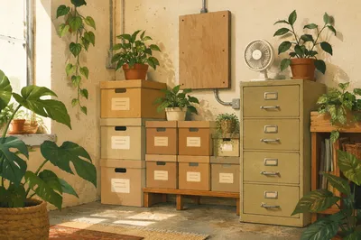 Organized Office File Cabinet Storage Corner