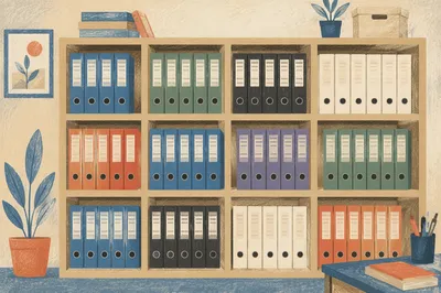 Organized Office Binder Storage Wall